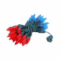 70 Light C6 LED Christmas Mini Light Set, Red/Blue, Green Wire, 24 Feet
