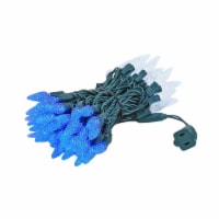 70 Light C6 LED Christmas Mini Light Set, Blue/Pure White, Green Wire, 24 Feet