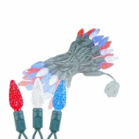 70 Light C6 LED Christmas Mini Light Set, Red/Pure White/Blue, Green Wire, 24'