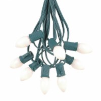 25 Foot C7 Ceramic White Christmas Light Set, Hanging String Lights, Green Wire