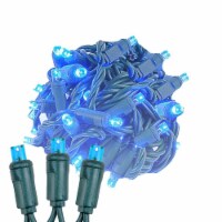 50 Light LED Christmas Mini Light Set, Patio Lights, Blue, Green Wire, 11’
