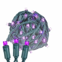 50 Light LED Christmas Mini Light Set, Patio Lights, Purple, Green Wire, 11’