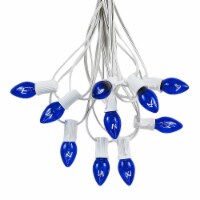 25 Foot C7 Blue Christmas Light Set, Hanging Patio String Lights, White Wire