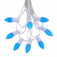 25 Foot C7 LED Blue Christmas Light Set, Hanging String Lights, White Wire