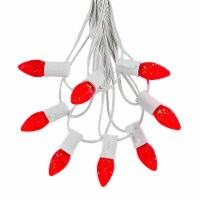 25 Foot C7 LED Red Christmas Light Set, Hanging String Lights, White Wire