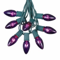 25 Foot C9 Purple Christmas Light Set, Hanging Patio String Lights, Green Wire