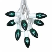 25 Foot C9 Green Christmas Light Set, Hanging Patio String Lights, White Wire
