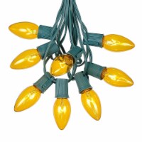 25 Foot C9 Twinkle Yellow Christmas Light Set, Hanging String Lights, Green Wire