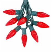 25 Foot C9 LED Red Christmas Light Set, Hanging String Lights, Green Wire