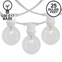 25 Foot G50 Heavy Duty Outdoor Patio Globe String Lights, 25 Clear Bulbs