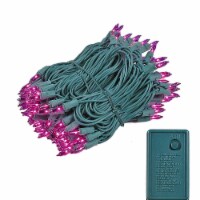 140 Light Chasing Christmas Mini Light Set, Purple, Green Wire, 46.5' Long
