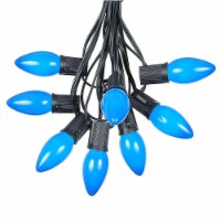 25 Foot C9 Ceramic Blue Christmas Light Set, Hanging String Lights, Black Wire