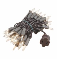 50 Light Clear Christmas Mini Light Set, Brown Wire, 11' Long