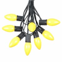 25 Foot C9 Ceramic Yellow Christmas Light Set, Hanging String Lights, Black Wire
