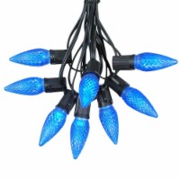 25 Foot C9 LED Blue Christmas Light Set, Hanging String Lights, Black Wire