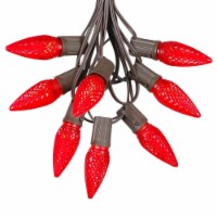 25 Foot C9 LED Red Christmas Light Set, Hanging String Lights, Brown Wire