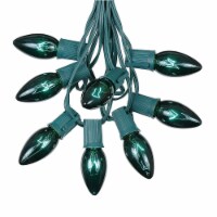 100 Foot C9 Green Christmas Light Set, Hanging Patio String Lights, Green Wire