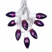 100 Foot C9 Purple Christmas Light Set, Hanging Patio String Lights, White Wire
