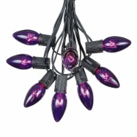 100 Foot C9 Purple Christmas Light Set, Hanging Patio String Lights, Black Wire