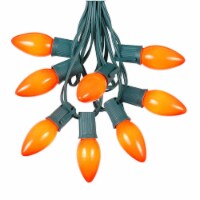 100 Foot C9 Ceramic Orange Christmas Light Set, Hanging String Lights, Green Wire
