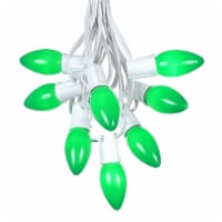 100 Foot C9 Ceramic Green Christmas Light Set, Hanging String Lights, White Wire