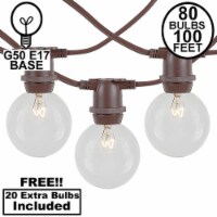100 Foot G50 Heavy Duty Outdoor Patio Globe String Lights, 100 Clear Bulbs