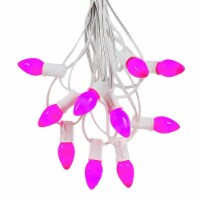 100 Foot C7 Ceramic Purple Christmas Light Set, Hanging String Light, White Wire