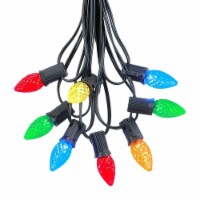 25 Foot C7 LED Multi Christmas Light Set, Hanging String Lights, Black Wire