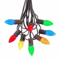 25 Foot C7 LED Multi Christmas Light Set, Hanging String Lights, Brown Wire