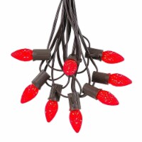 25 Foot C7 LED Red Christmas Light Set, Hanging String Lights, Brown Wire