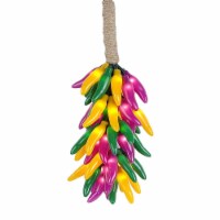 50 Light Chili Pepper Clustered Mini Light Set, Purple/Green/Yellow, Green Wire, 9 Cluster