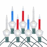 7 Light Traditional Christmas Bubble Light Set, Red, White, Blue Silver Glitter