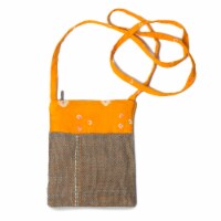 JHULI Cross Body Bag Organic Handmade Embroidered Zippered with Outside Pocket