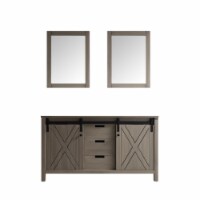 Marsyas 60" Ash Grey Double Vanity, no Top and 24" Mirrors