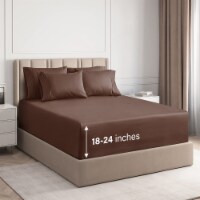 CGK Linens 6 Piece Extra Deep Pocket Microfiber Sheet Set - California King - Brown