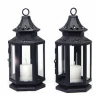 Fun Landscaping FL1021LTN Black Metal Candle Holder Carriage Lanterns  (Set Of 2)