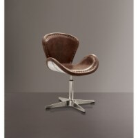 Ergode Accent Chair w/Swivel (1Pc) Retro Brown Top Grain Leather & Aluminum