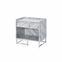 Ergode Accent Table White Printed Faux Marble & Chrome Finish