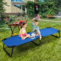 Folding Camping Bed Outdoor Military Cot Sleeping Blue