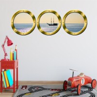 VWAQ Cruise Ship Gold Window Porthole Peel & Stick Wall Decals - GPW6