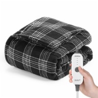 Sunbeam Heated Throw Blanket - Barton Plaid Gray