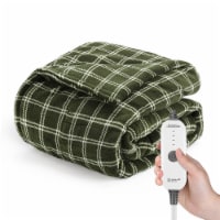 Sunbeam Heated Microplush Plaid Throw Blanket - Green Perspective: Main