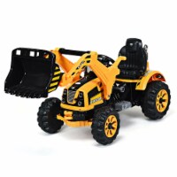 Costway 12V Battery Powered Kids Ride On Excavator Truck w/ Front Loader Digger Yellow