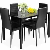Costway 5 Piece Kitchen Dining Set Glass Metal Table 30  and 4 Chairs Breakfast Furniture