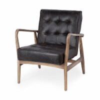 Black Leather Accent Chair With Wrapped Ash Wood Frame Black Leather Accent Chair With Wrapped Ash Wood Frame