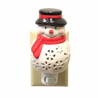 Christmas Snowman Nightlight. Ceramic Snowflakes Red Scarf Mx179571
