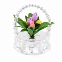 Crystal Expressions 3  Tulip Basket Figurine Spring Flowers Clear Pretty Acrye59