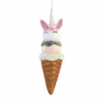 Holiday Ornament Unicorn Ice Cream Cone Glass Magical Waffle Mx181392