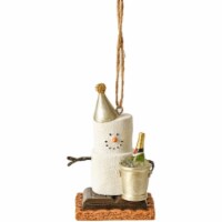 Ganz Smores Champagne Snowman Plastic Holiday Christmas Ornament