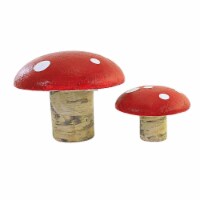 Home Decor Red Mushroom Set Polyfoam White Polka Dots Mx180638